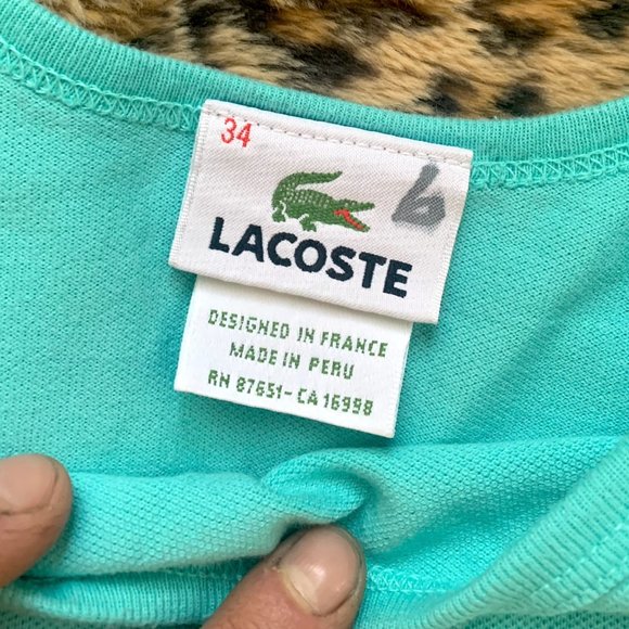Lacoste Logo Short Cotton Summer Dress with Ruffle Frill - Picture 1 of 7